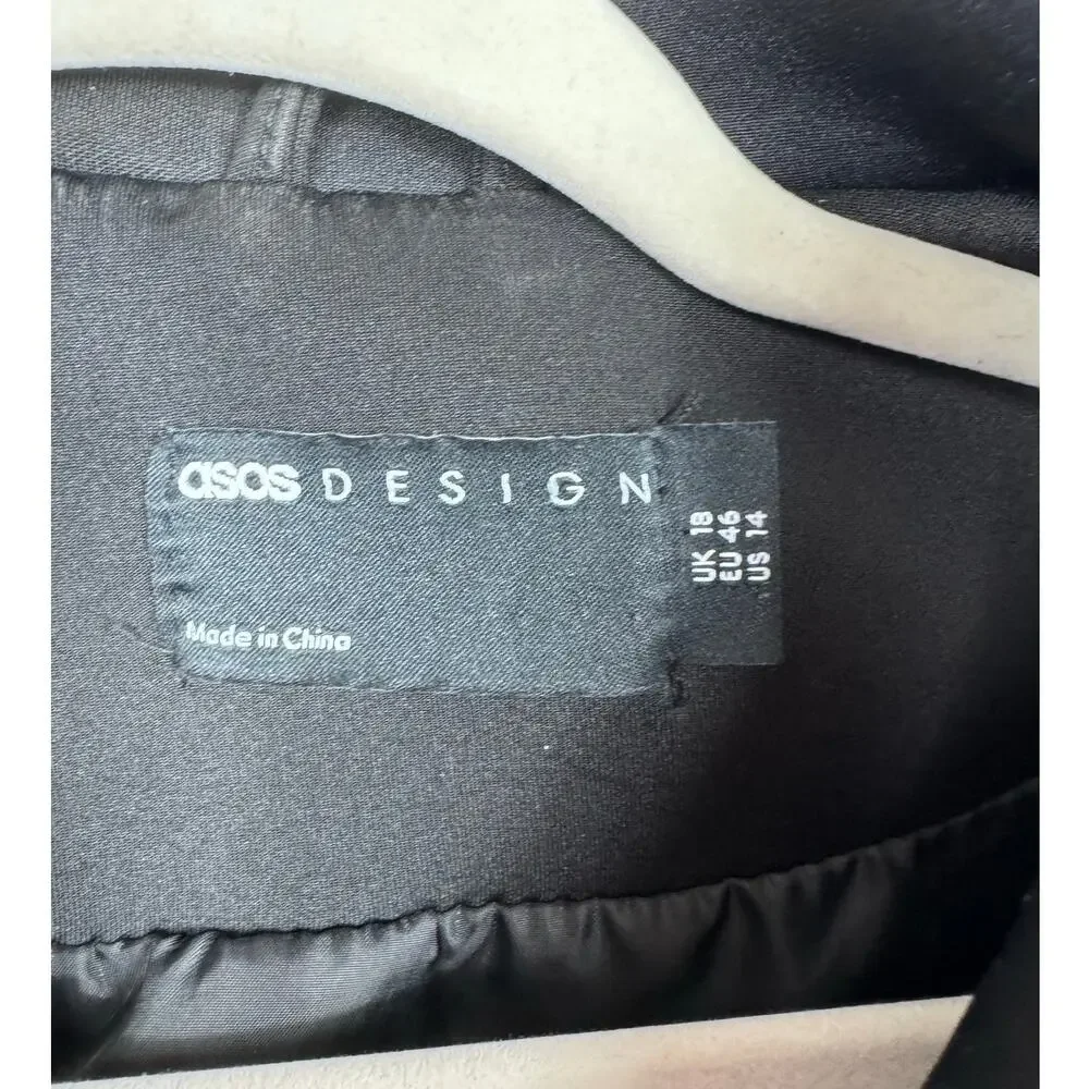 asos Design Black Bomberjacket with wrist and sleeve Buckles Size US 14